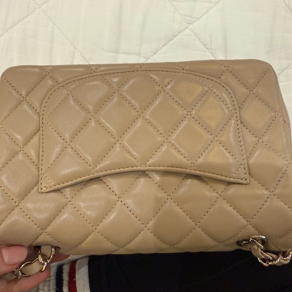 Chanel Beige Quilted Leather Bag